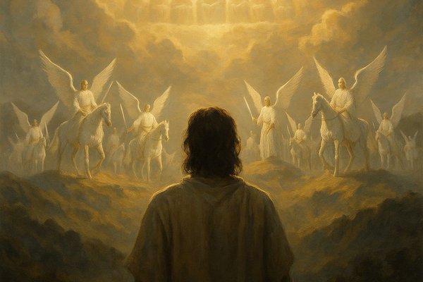 picture of jesus looking at the heavenly armies